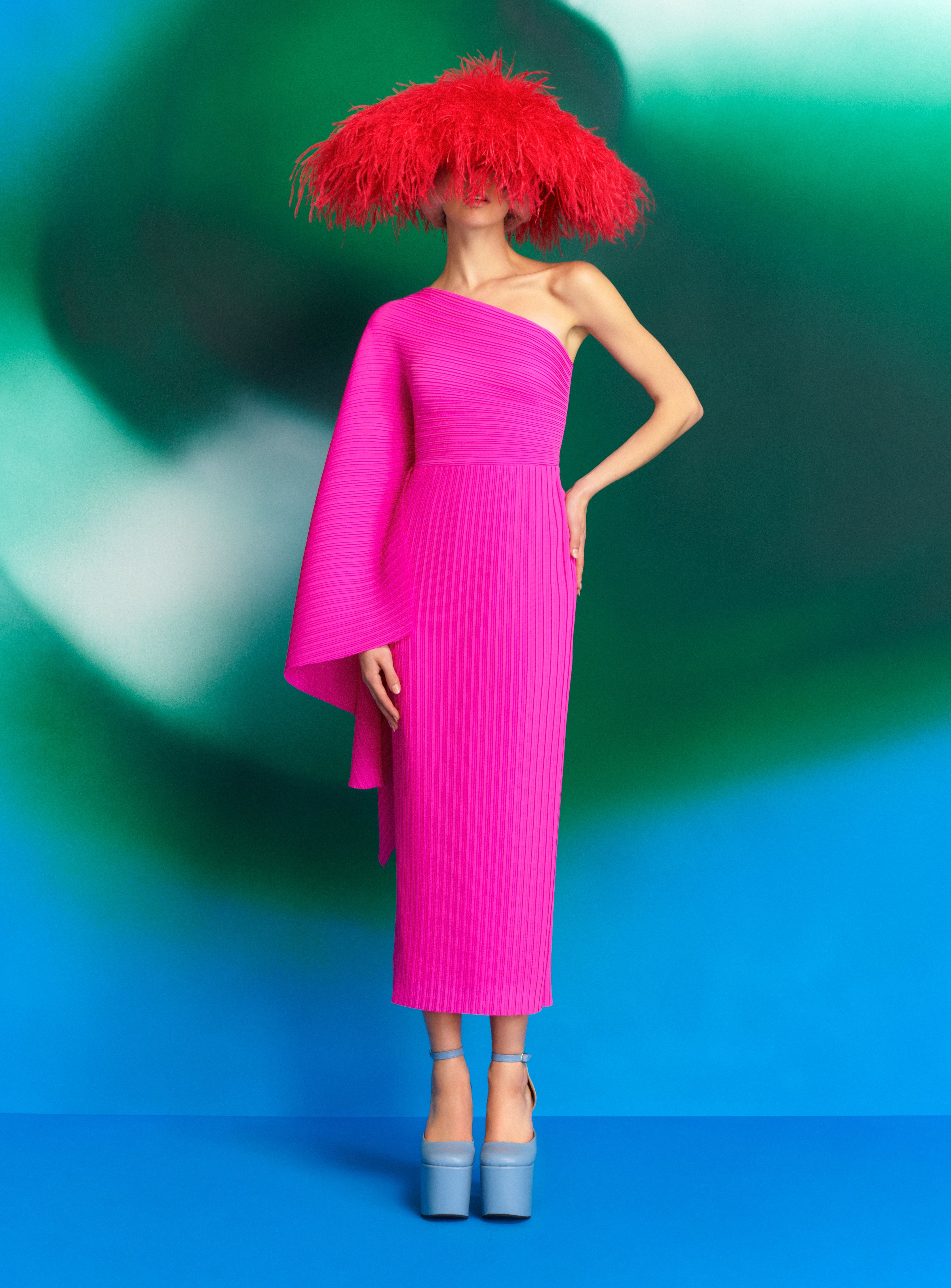 The Lenna Midi Dress in Fuchsia – Solace London US