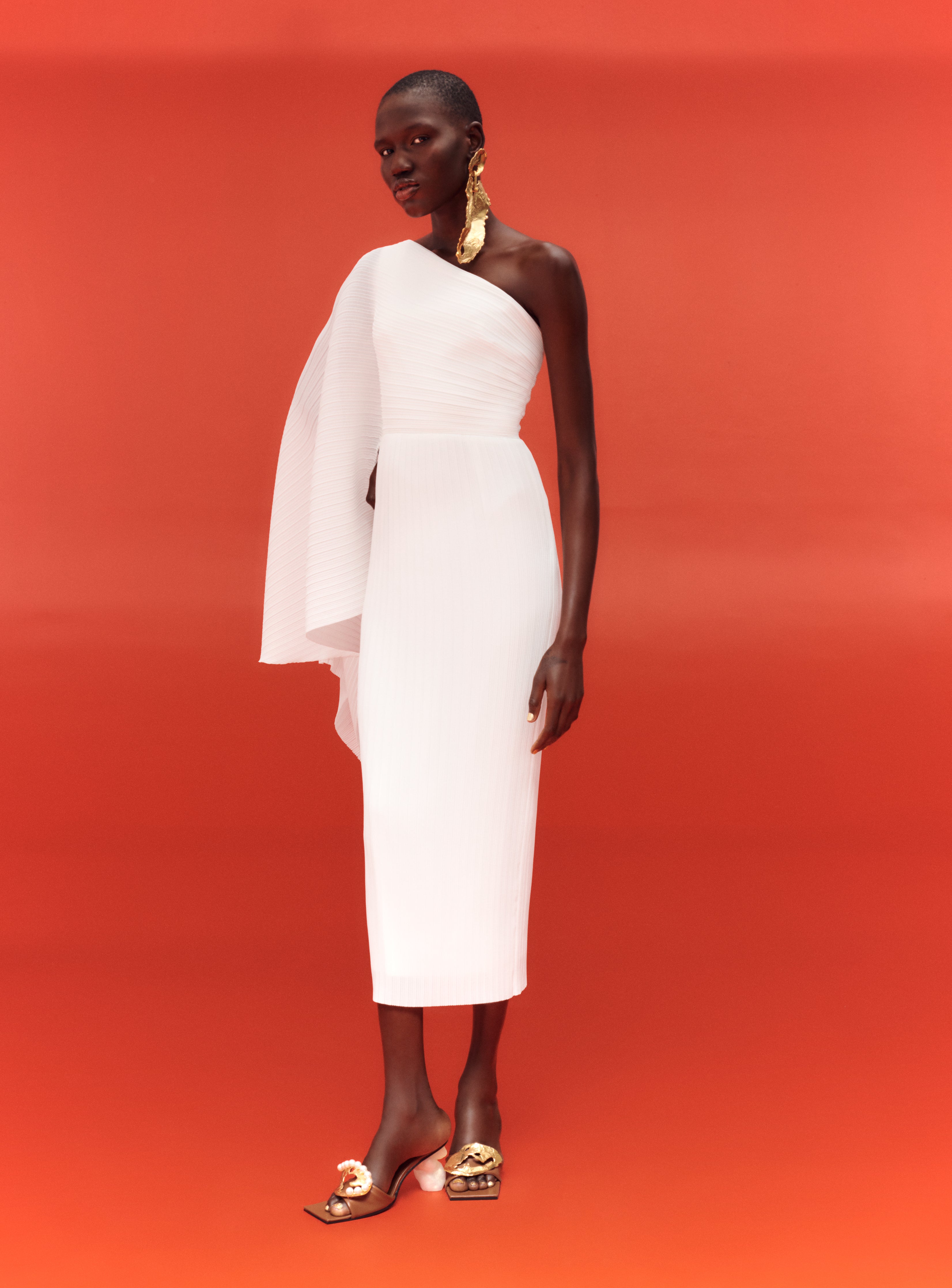 The Lenna Midi Dress in Cream – Solace London US