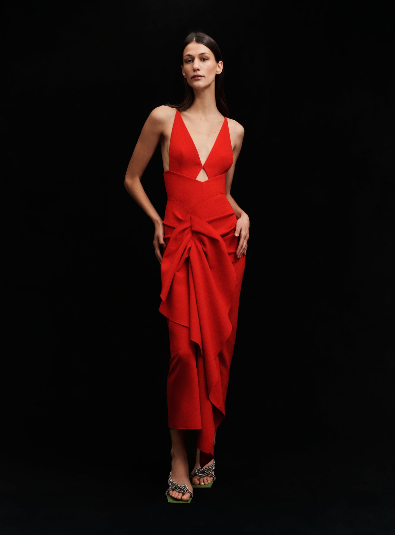 The Cora Midaxi Dress in Red