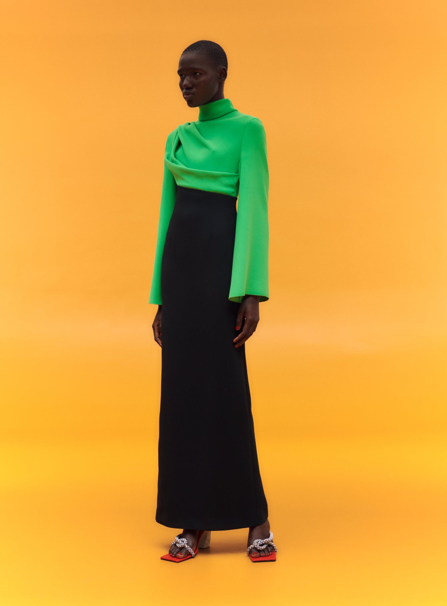 The Lia Maxi Dress in Bright Green & Black