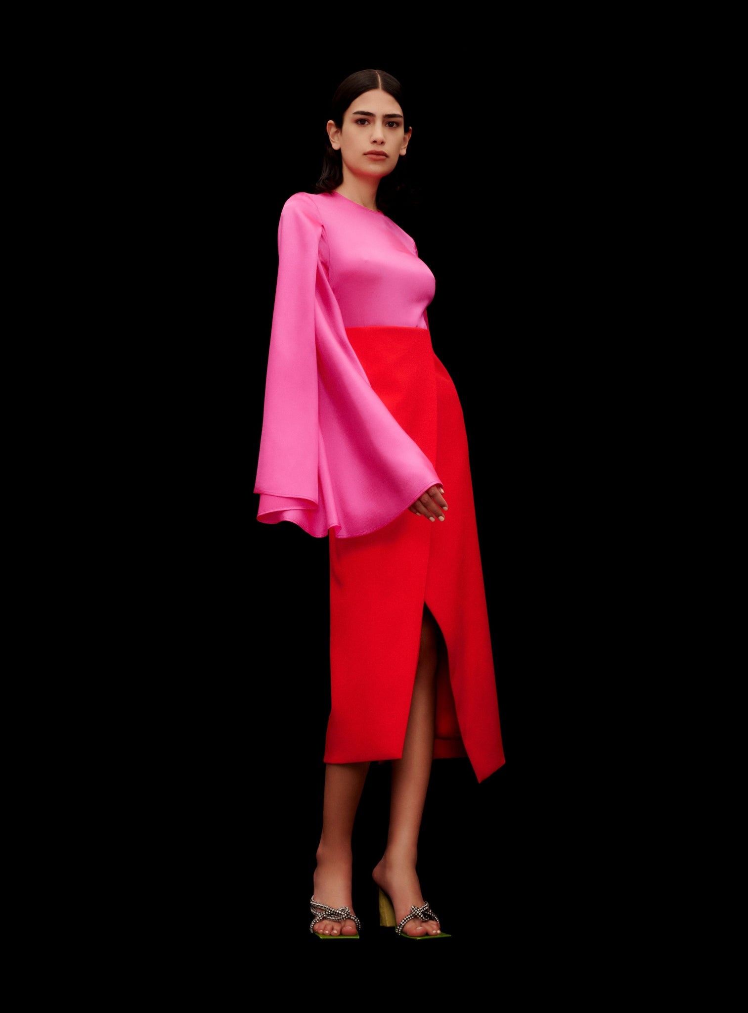 The Asta Midi Dress in Hot Pink & Red