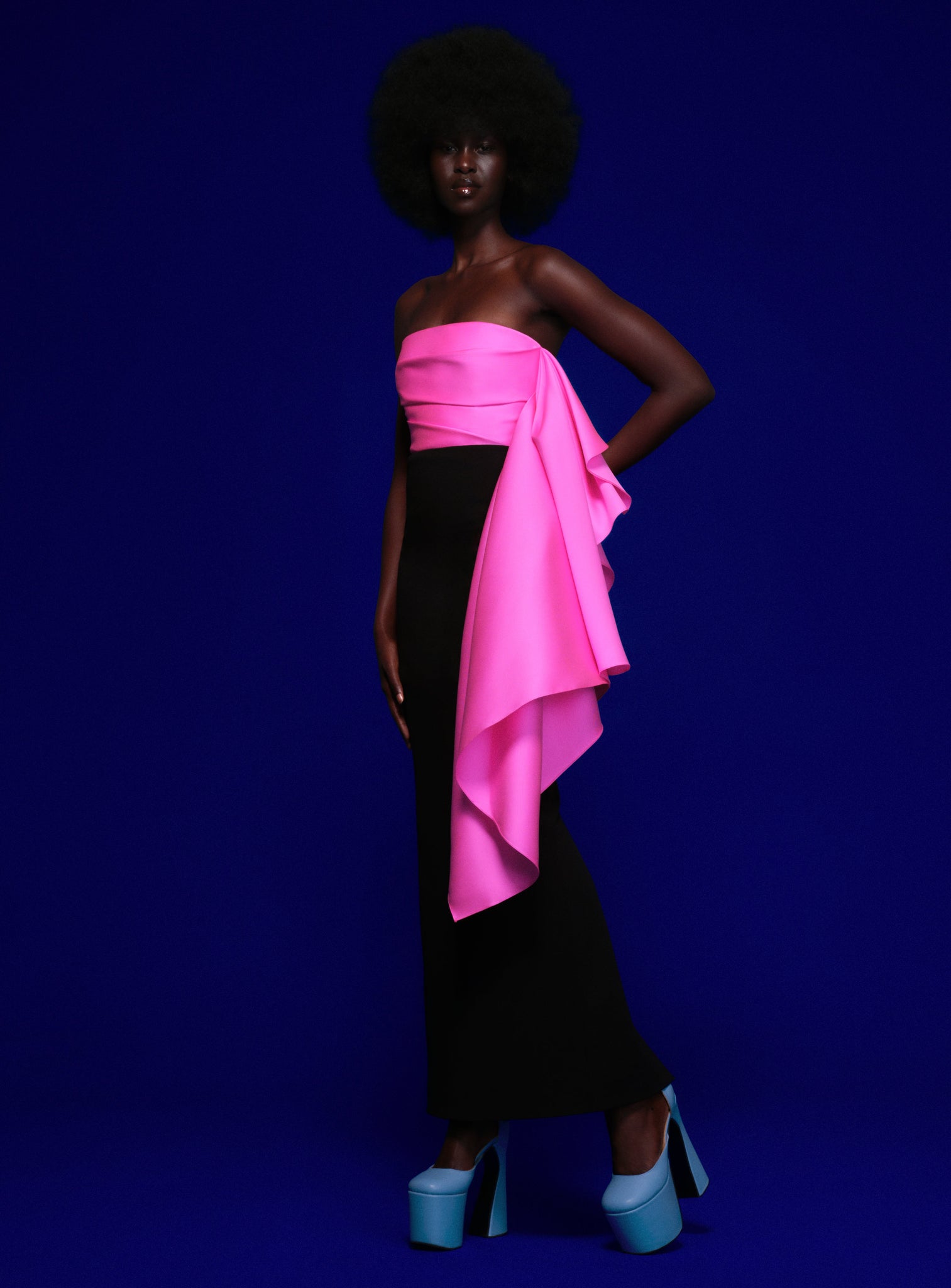 The Milena Maxi Dress in Hot Pink Black Solace London US