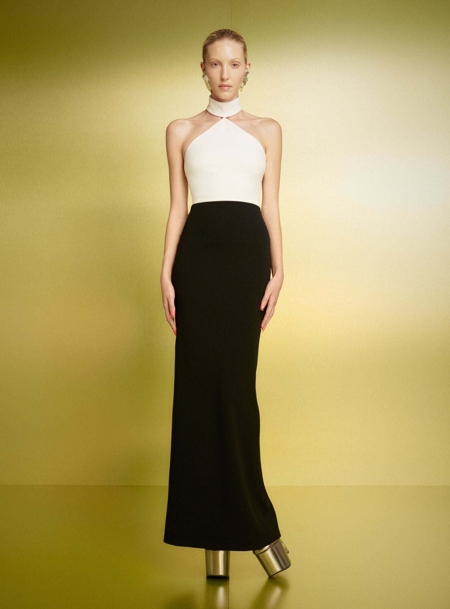 The Blanca Maxi Dress in Cream and Black