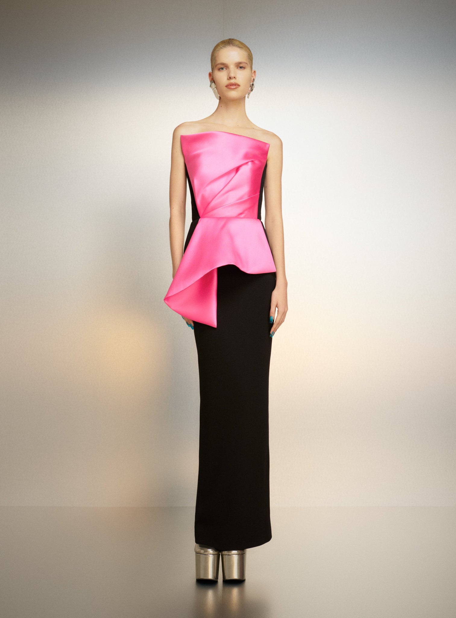 The Zuri Maxi Dress in Pink and Black