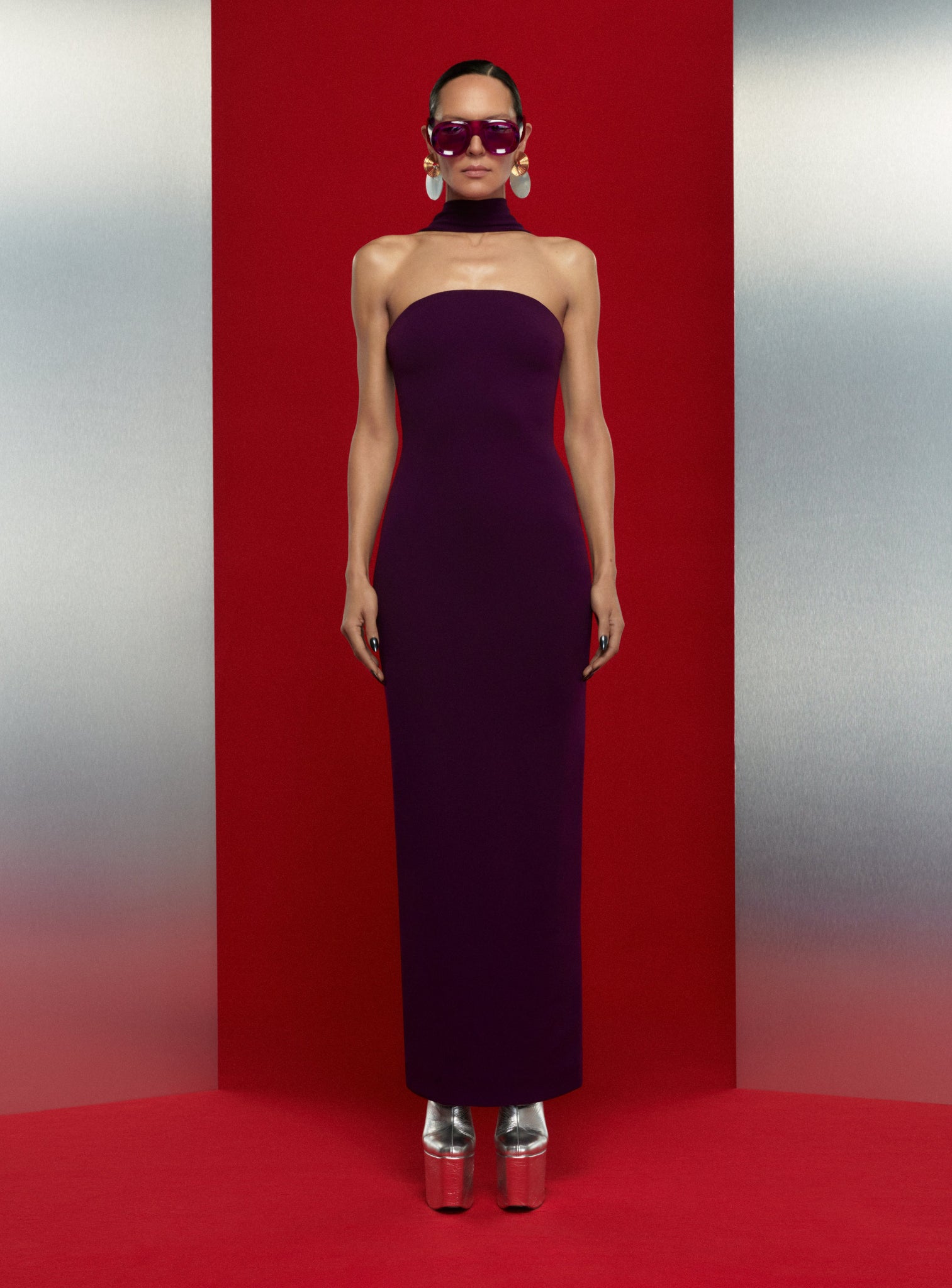 The Amari Maxi Dress in Aubergine