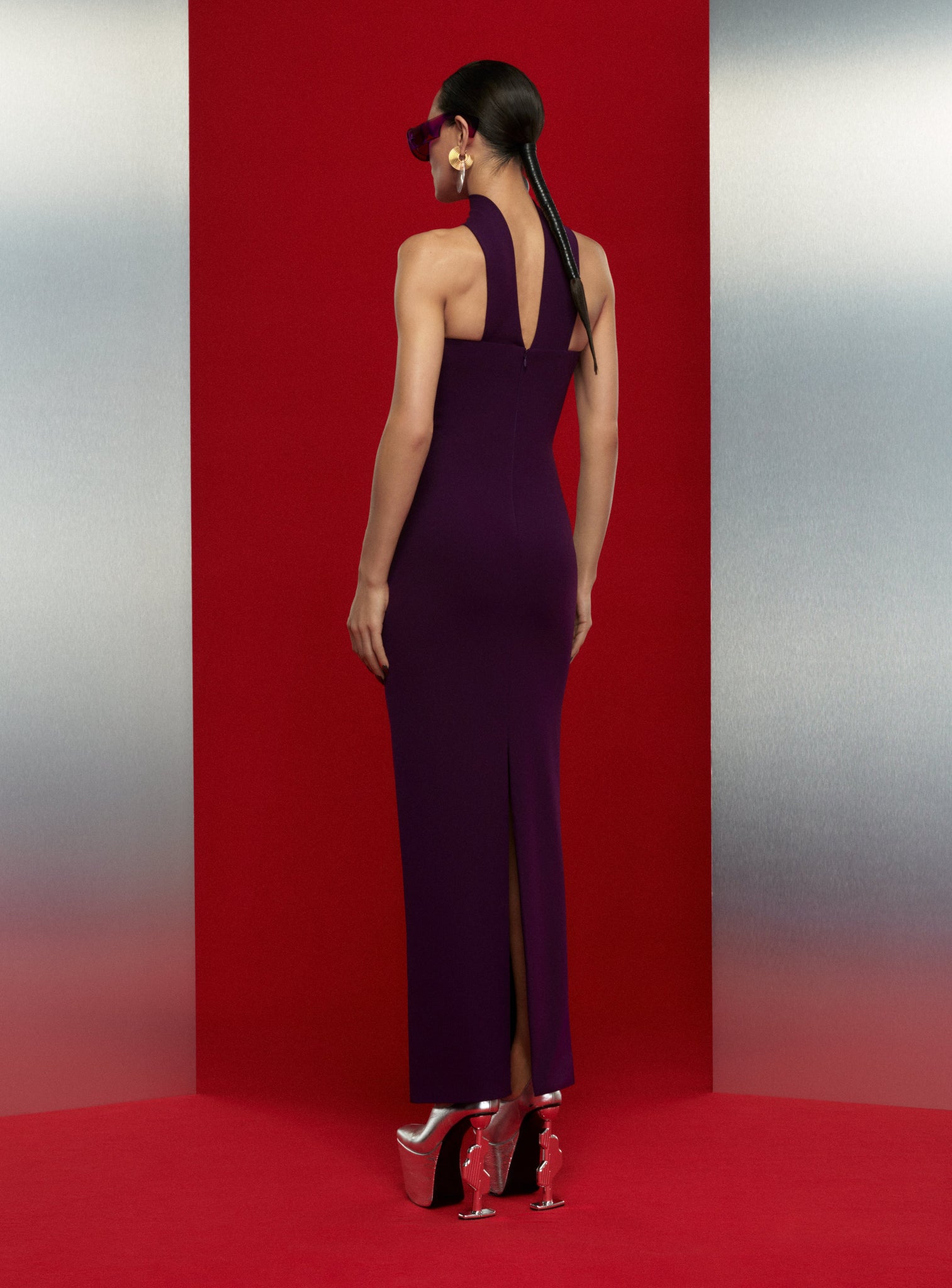 The Amari Maxi Dress in Aubergine