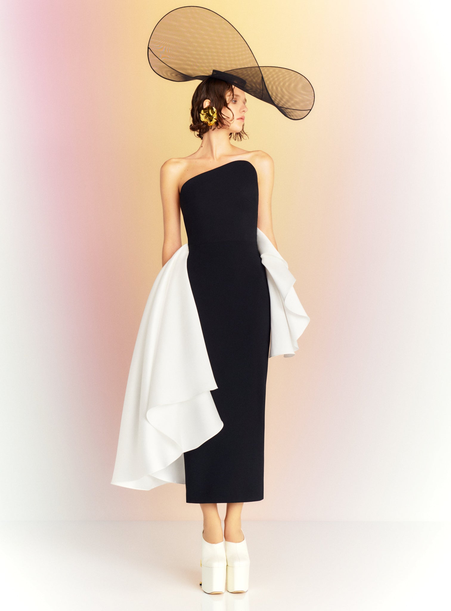 The Nala Midaxi Dress in Black and Cream