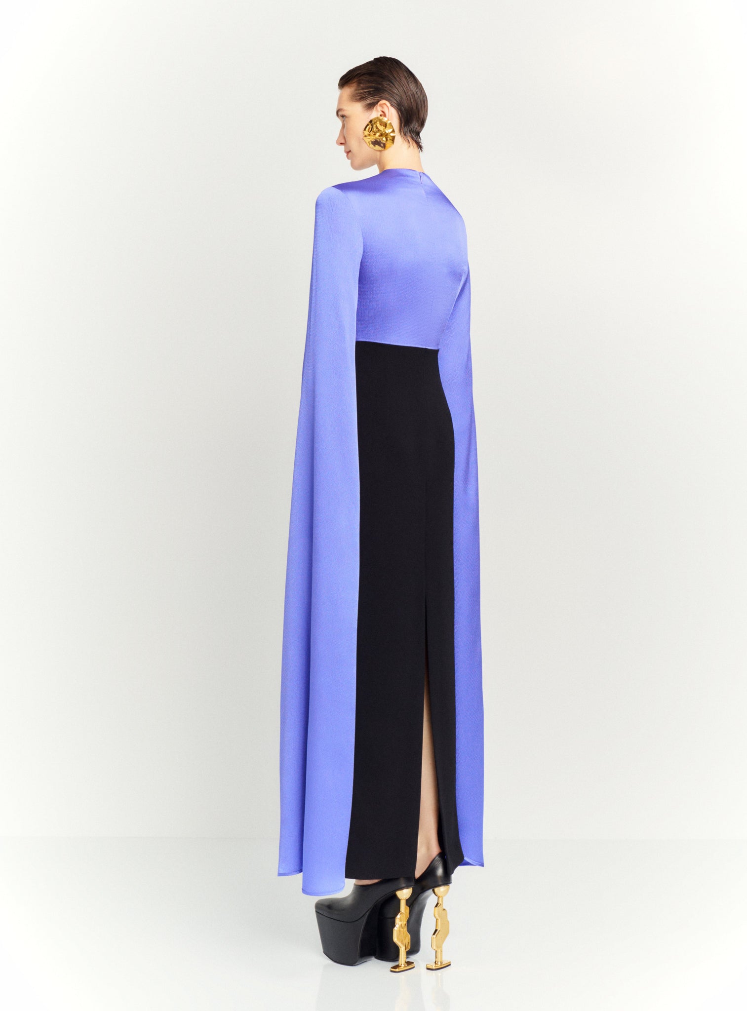 The Adley Maxi Dress in Periwinkle and Black