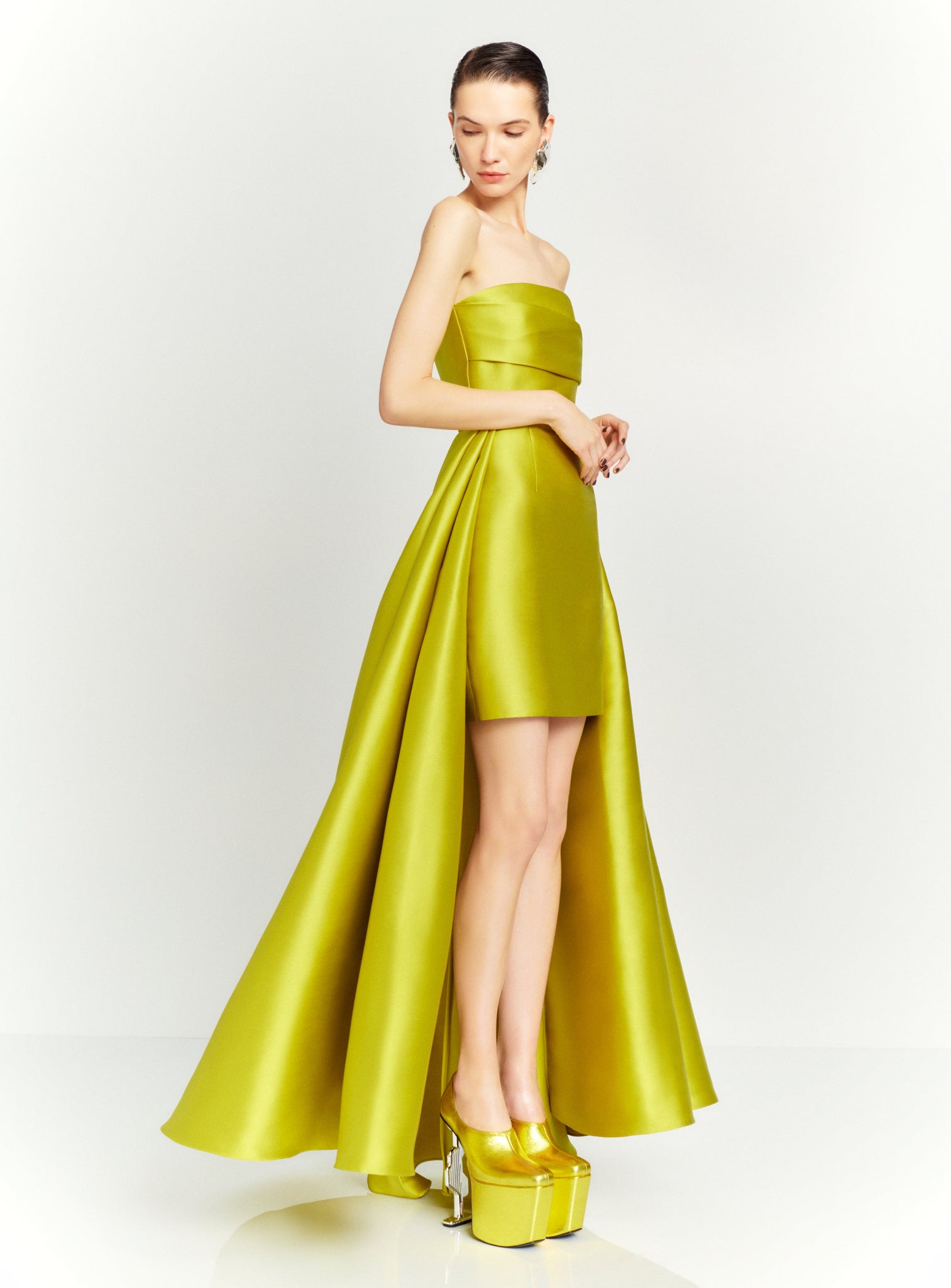 The Trina Mini Dress in Chartreuse