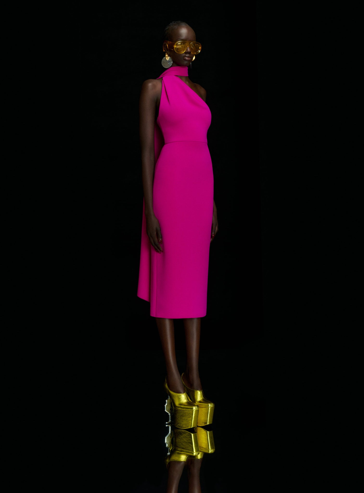 The Samira Midi Dress in Magenta