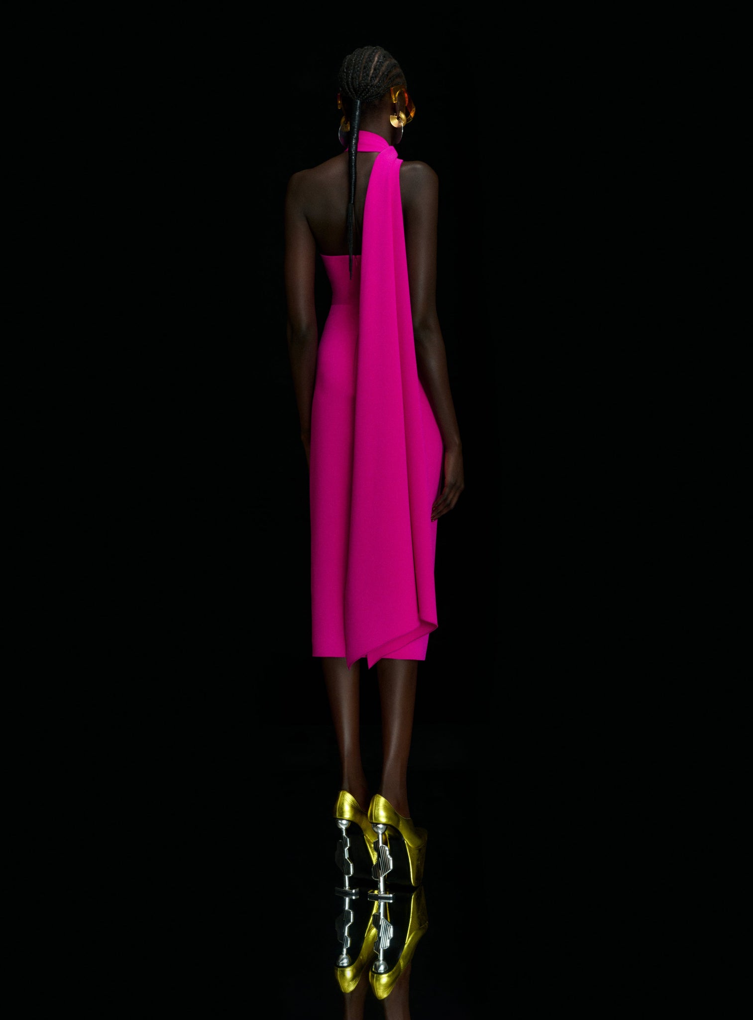 The Samira Midi Dress in Magenta