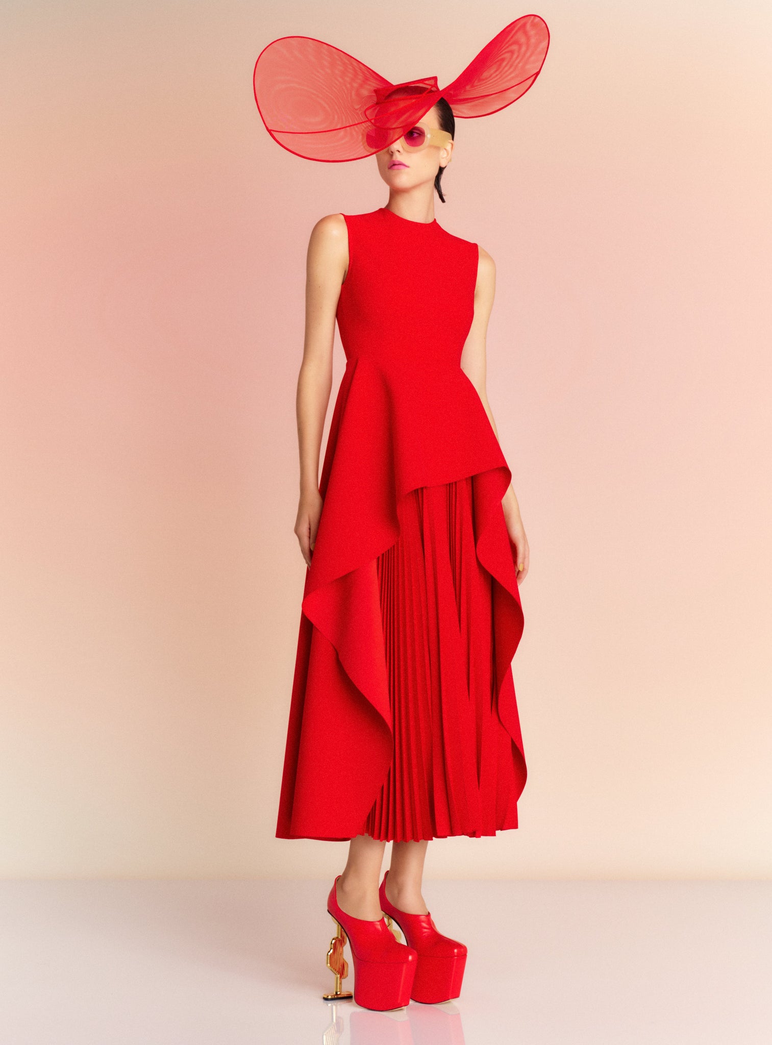 The Severny Midi Dress in Red
