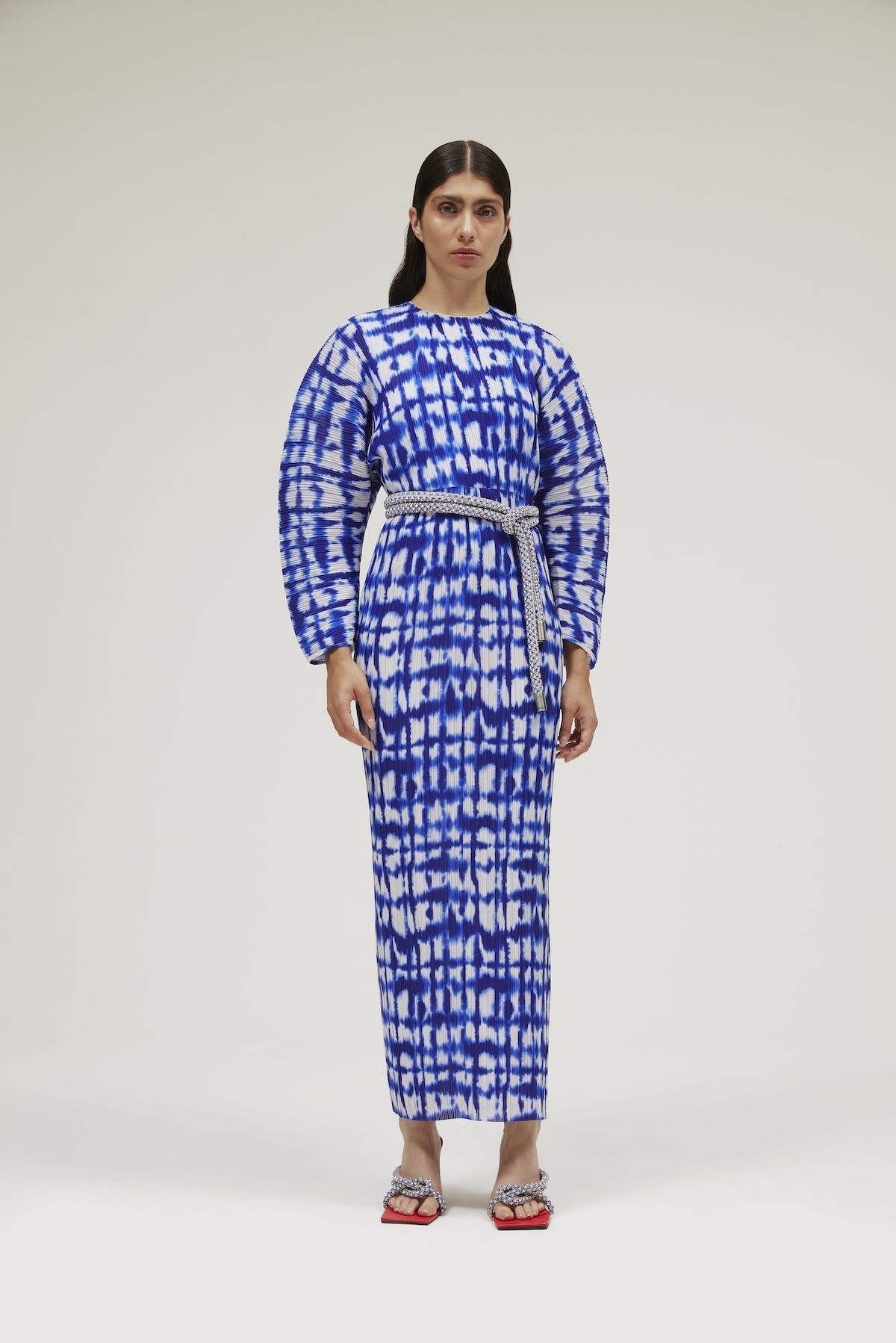 The Mirabelle Dress in Cobalt Blue Painted Check