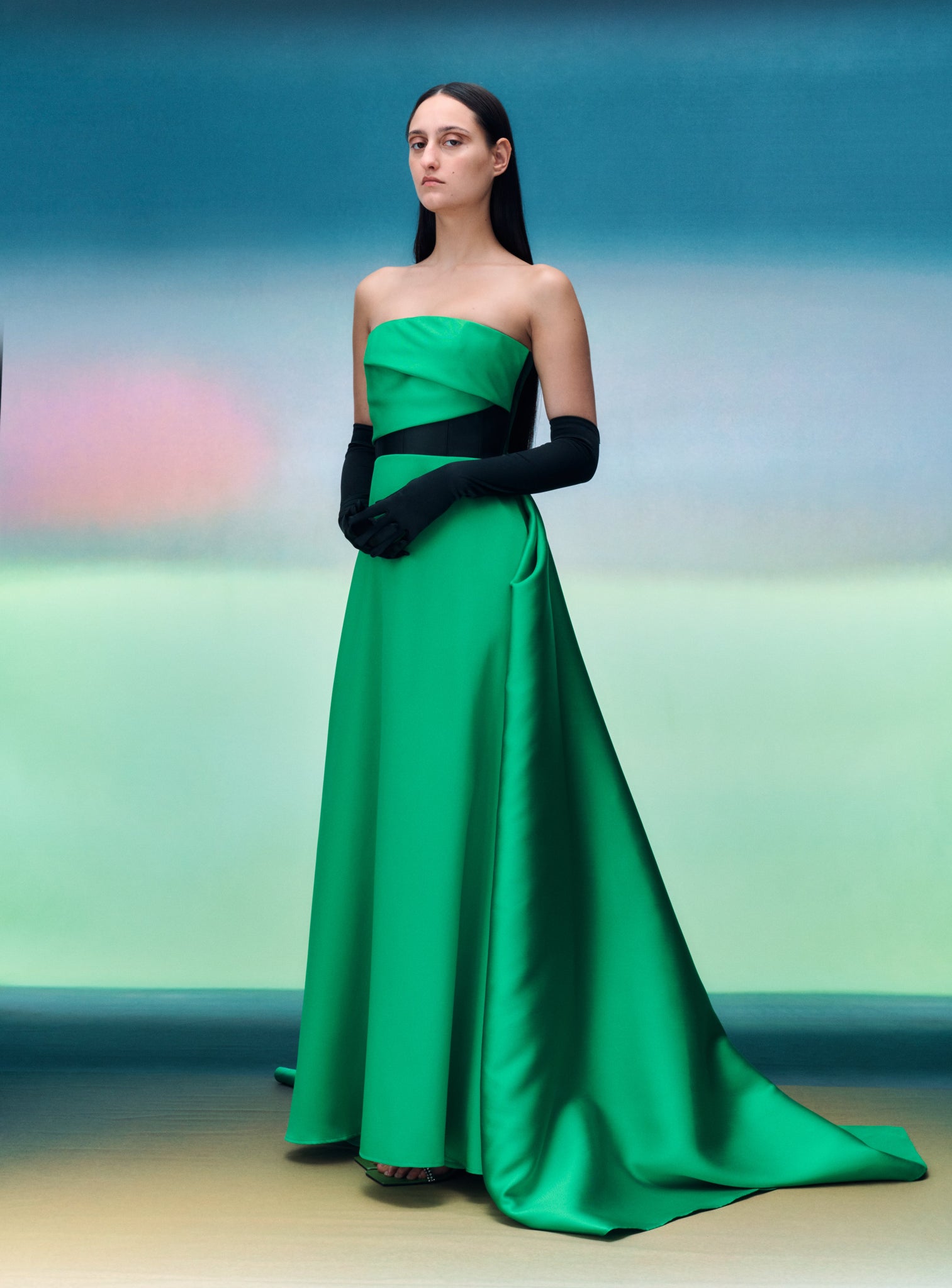 The Veronica Maxi Dress in Bright Green & Black