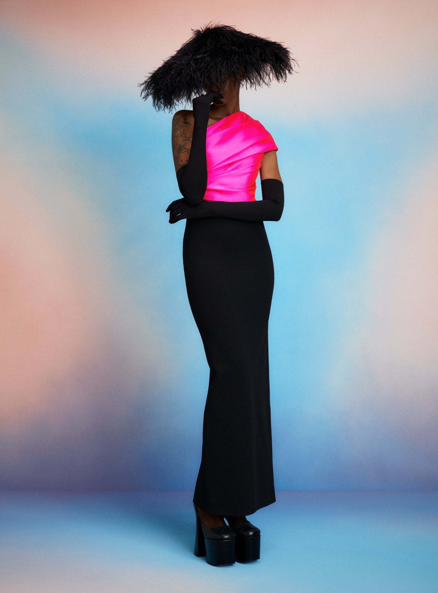 The Selia Maxi Dress in Hot Pink & Black